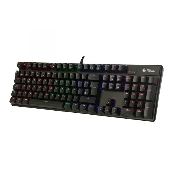 TECLADO MECÁNICO TE-4068G RETROILUMINACIÓN RAINBOW USB 20 ESPAÑOL COLOR NEGRO