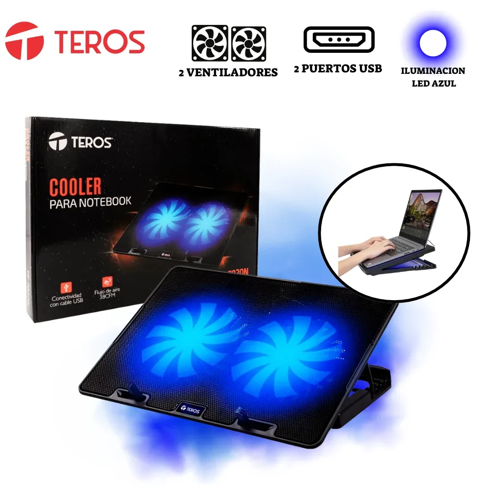 COOLER TEROS PARA LAPTOP TE-7020N 2 VENTILADORES
